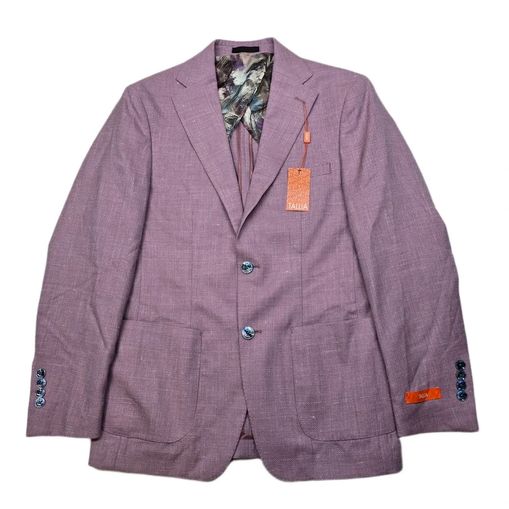 Tallia Slim-Fit Lilac Weave Sport Coat Mens 38R 38 Purple Modern Wool Linen NEW